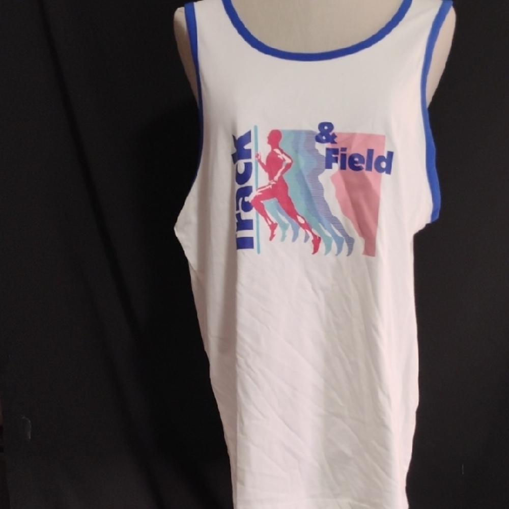 Original Use White Tank Top with Blue Trim